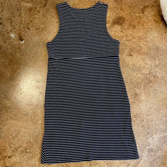 ATHLETA Black and White Stripe La Palma sleeveless Wrap Dress - Picture 11 of 12